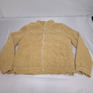 Distortion Corduroy Trucker Jacket Medium Tan Western Denim Pockets Sherpa Lined